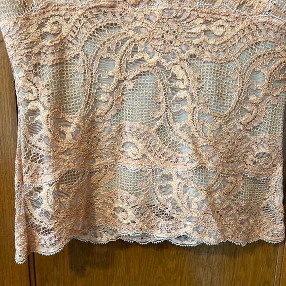 Vintage Kay Celine Bodycon Peach Lace Top Size Small NWOT New Condition - Picture 5 of 7